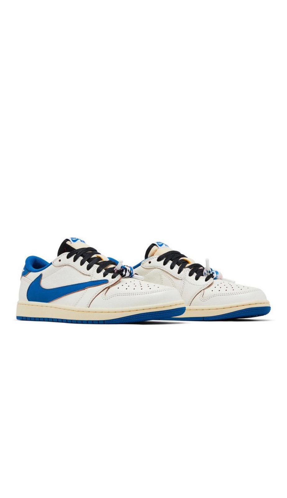 Fragment Design x Travis Scott x Air Jordan 1 Retro Low  'Sail Military Blue'