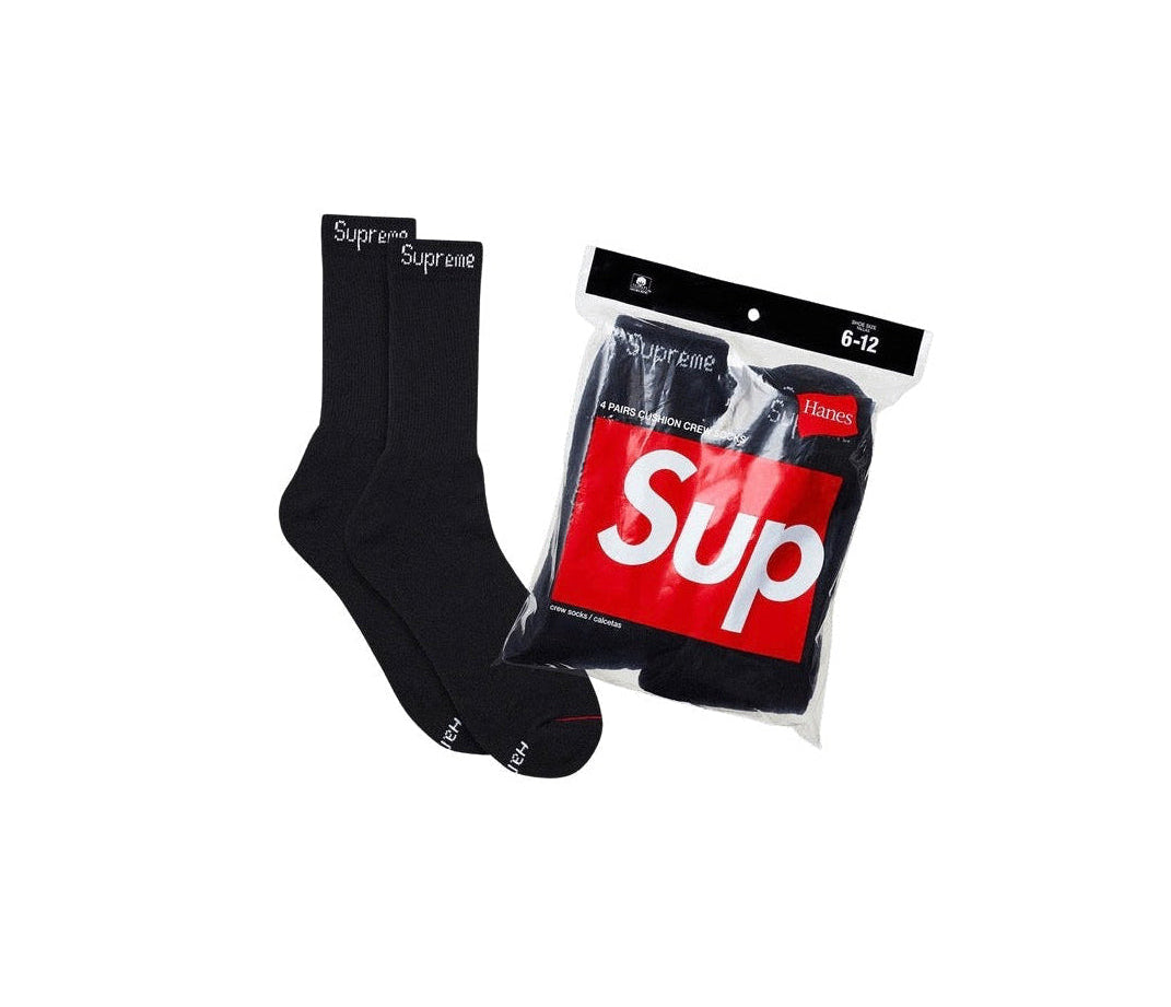 Supreme X Hanes Crew Socks (4 pck) ‘Black’