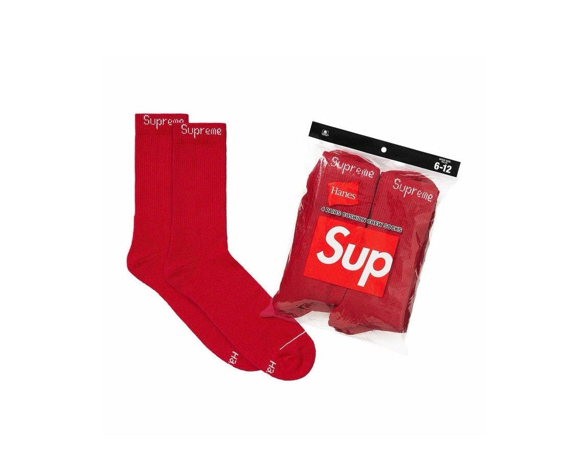 Supreme X Hanes Crew Socks (4 pck) ‘Red’